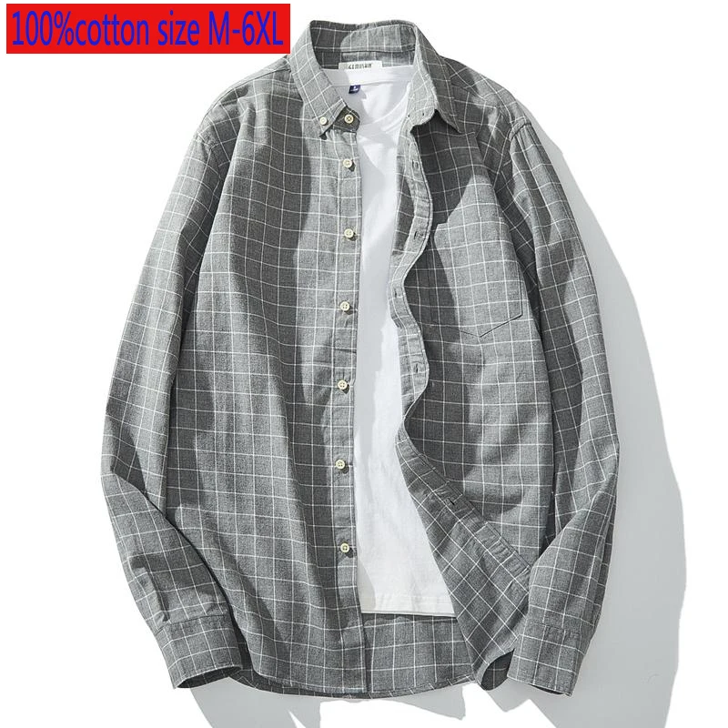 New Arrival Large Plaid Men Loose Long Sleeve Autumn Winter Cotton Handsome Casual Flannel Casual Shirts Plus Size S-5XL6XL