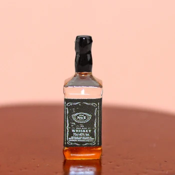 

1:12 Dollhouse Miniature Accessories Mini Resin Vodka Bottle Wine Glass Set Simulation Drink Model Toy for Doll House Decoration