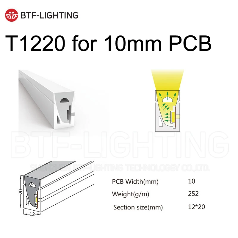 T1220 for 10mm PCB WS2812B светодиодный неоновый веревочный светильник IP67 из мягкого силикагеля 5 метров WS2811 гибкий ленточный светильник водонепроницаемая лампа для украшения дома - Испускаемый цвет: T1220 for 10mm PCB