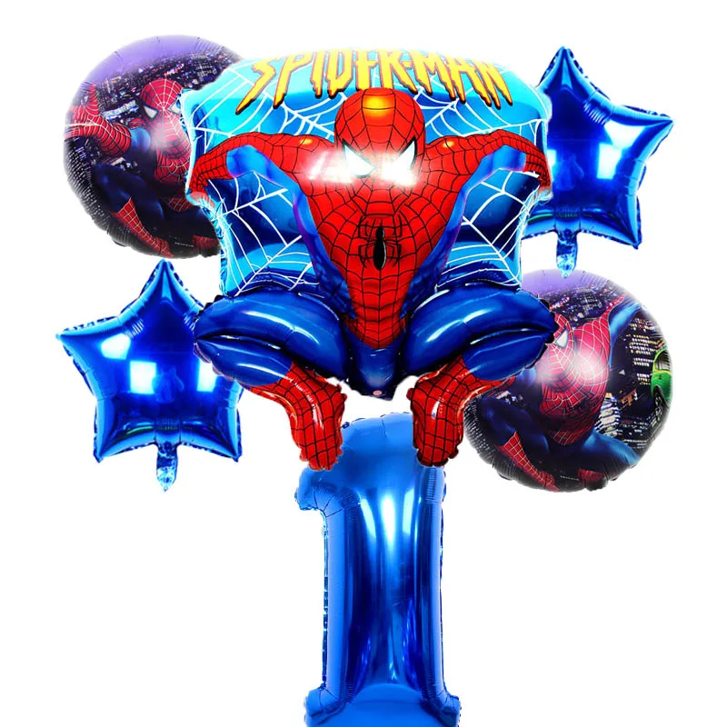 deep bl spider set1 6 шт. супергерой Человек-паук Мстители фольги Воздушные шары Дети День рождения украшения поставки 32 дюйма глубокий синий номер детские игрушки - Цвет: deep bl spider set1