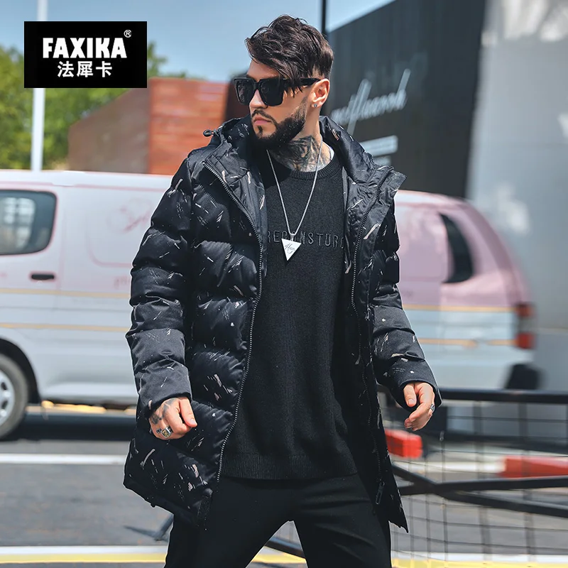 FAXIKA больших размеров мужская верхняя одежда, стеганая куртка с капюшоном, Новинка зимняя куртка на хлопковом подкладе для мальчиков увеличение удобрений жира одежда на Хлопчатобумажной Подкладке для хлеба