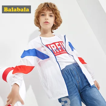 

Balabala Boys sunscreen jacket light sports outerwear 2020 summer new children shirt long-sleeved hooded jacket