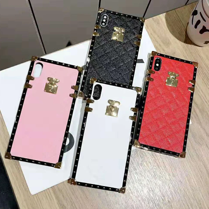 Luxury Cute Small Fragrance Grid Metal Sheepskin Soft Silicone Phone Case for iphone X 7 6s 6 S 8 plus X XS Max XR Fashion Cover (2)