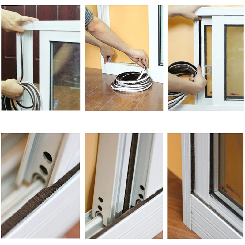 5Meters Self Adhesive Seal Strip Door Draught Excluder Window Pile Seal Film Door Brush Swal glass bathroom home Weather Strip door seal strip sealing strip tape window seal strip sealing tape sealing strip rubber seal strip rubber door weatherstripping door weatherstripping silicone seal strip