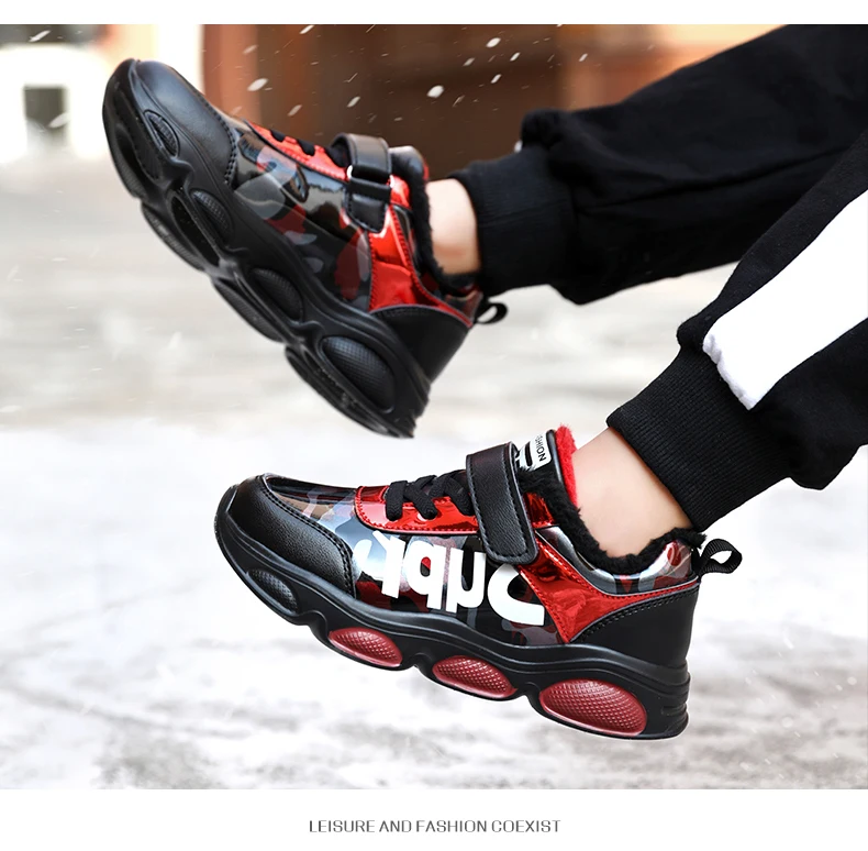 VOSONCA/детская обувь; зимняя повседневная спортивная обувь для мальчиков; Высококачественная зимняя обувь; плюшевая теплая обувь для подростков