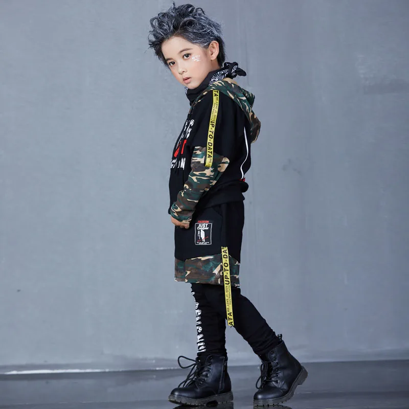 Brand set kids suit boys autumn outfit suits fashion hip hop 2 piece sets unisex black cotton parkour boy clothes letter print (4)