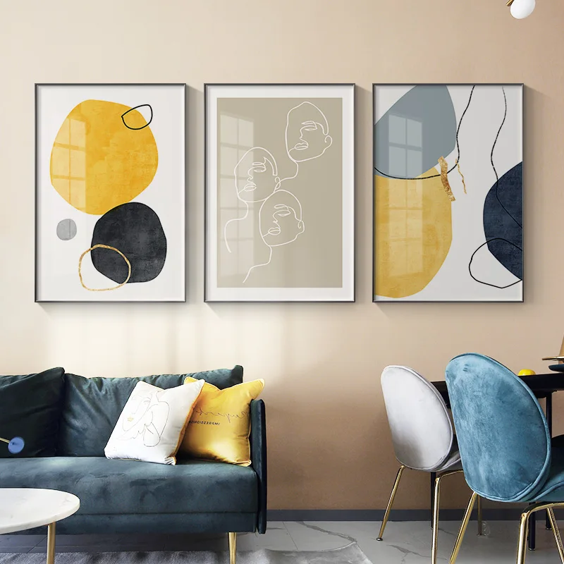 

Abstract Color Blocks Canvas Painting Face Outline Picture Home Decor Scandinavian Wall Art Picture for Living Room Poster Print