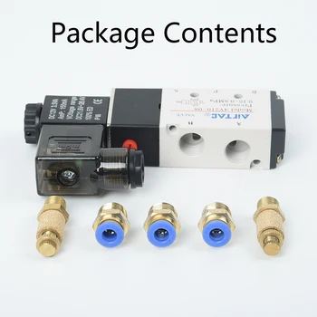 

4V210-08 DC 12V Solenoid Pneumatic Valve 5-Port 2-Position & Connector Silencer