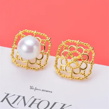 

Real Solid 925 Sterling Silver Pearl Stud Earrings Accessories Findings DIY Jewelry Ear Hook Blank Empty Support