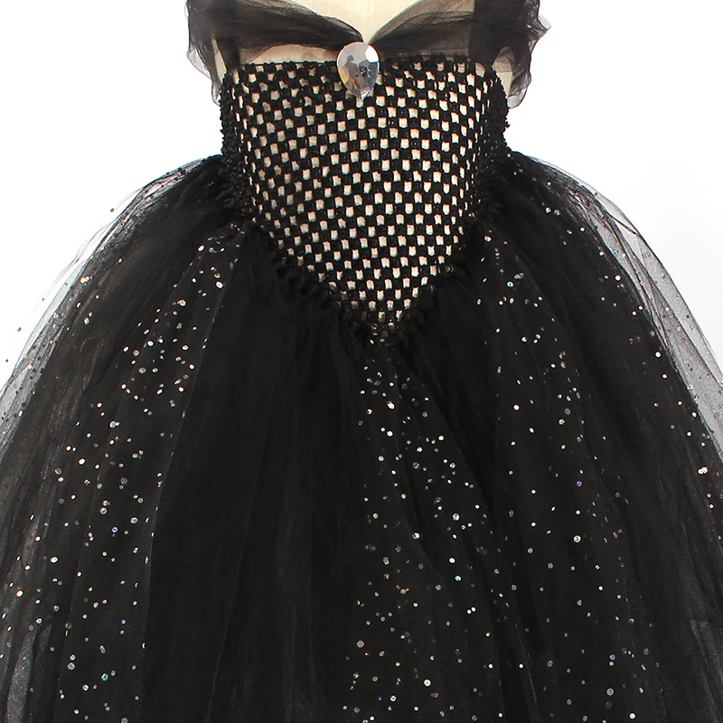 Glittery Hot Pink Tulle Girls Party Tutu Dress Princess Stunning Ball Gown Dress for Children Wedding Pageant Birthday Costume (15)