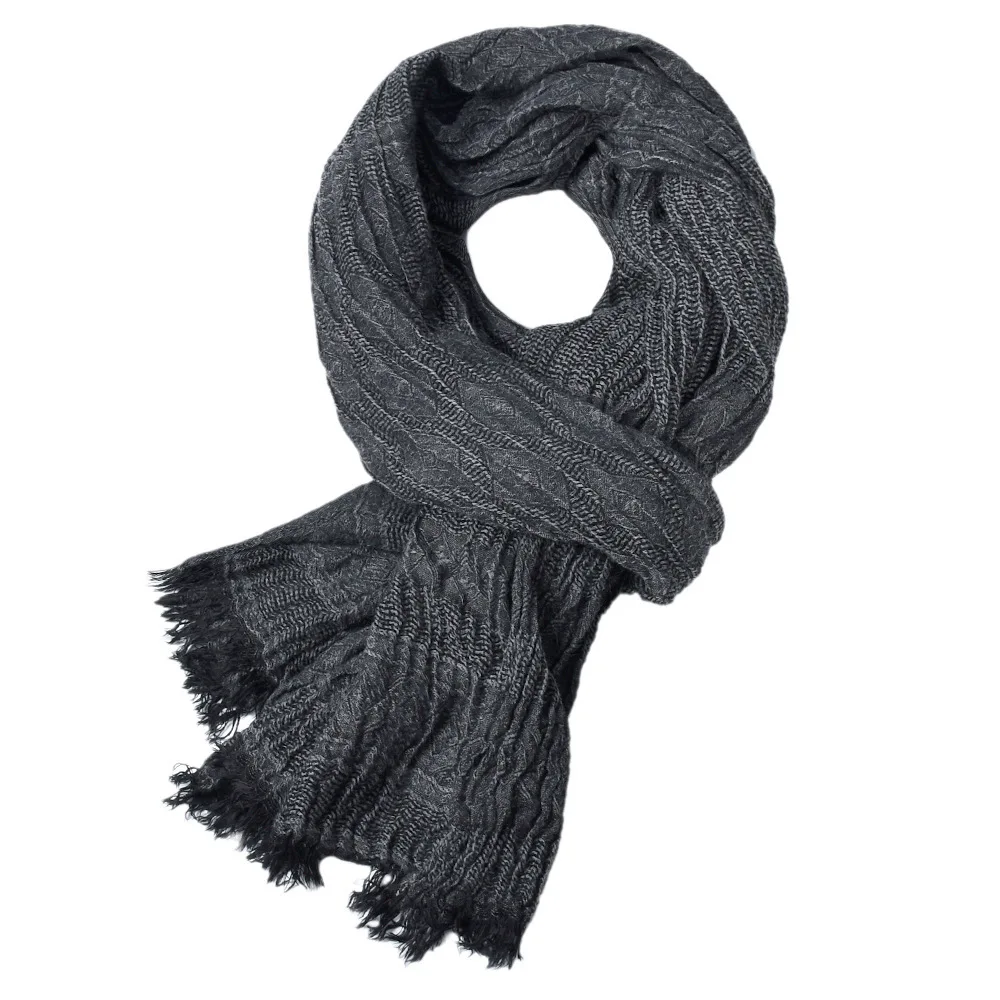 New Men Male Casual Scarf Solid Color Tassels Autumn And Winter Long Warm Soft Thick Scarf And Shawl High Quality - Цвет: black