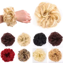 WEILAI для девочек, коричневый, золотой, красный, кудрявые резинки для волос, шиньон с резиновой лентой, синтетическое кольцо для волос, обруч на грязные пучки, хвосты
