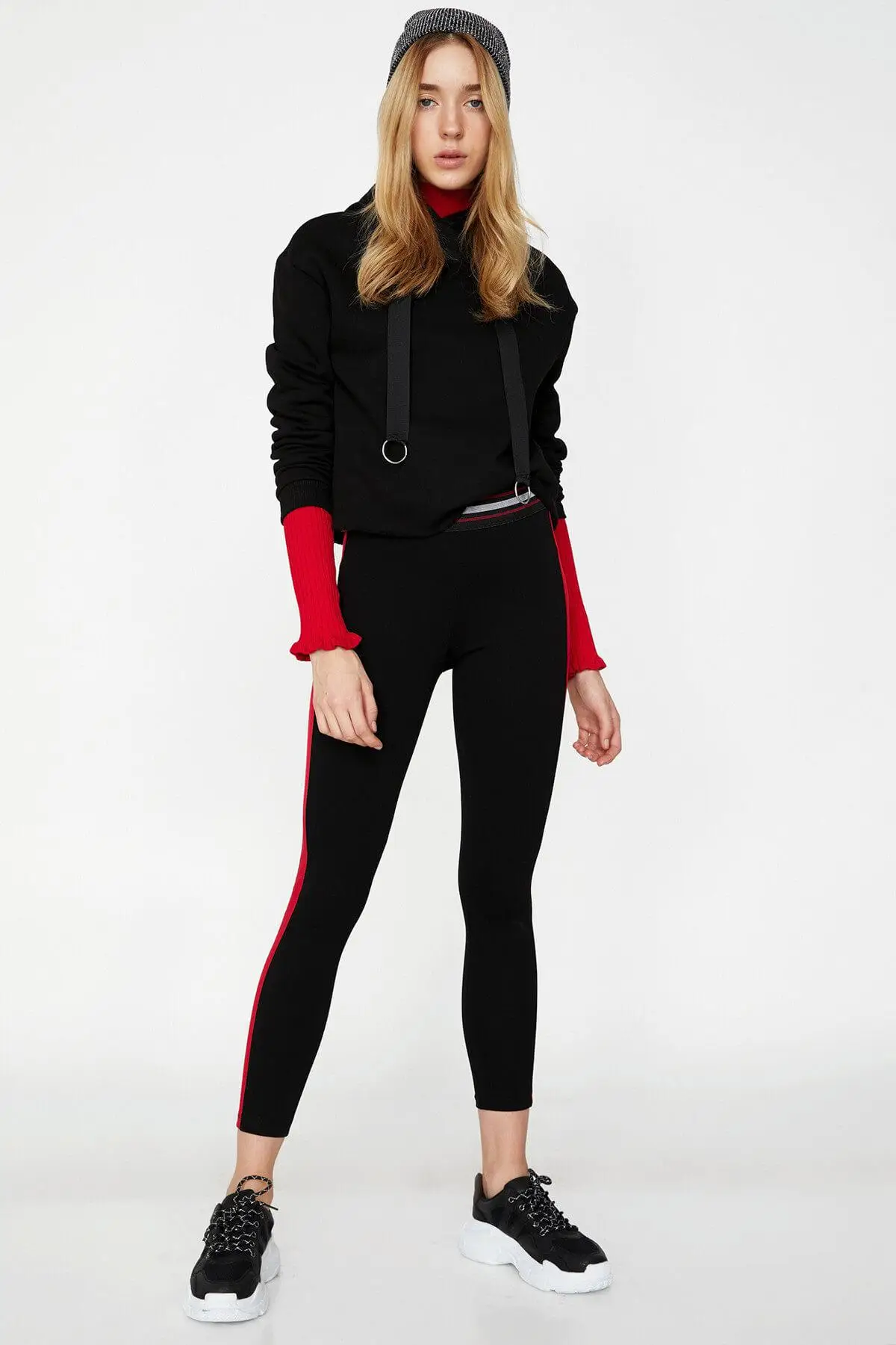 Koton "Women Black Ribbon Detail Leggings 9KAL41121JK"