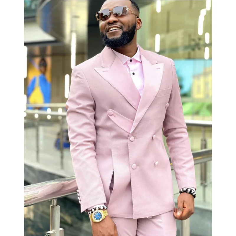 Pink Black Special Design Men&lsquo;s Suits Wedding Slim Fit Blazer Groom Tuxedo Terno Masculino Prom Costume Homme 2Pcs Jacket Pants