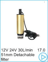 12 V 24V DC Электрический погружной насос для перекачки дизельного масла воды, корпус из нержавеющей стали, 12L/мин, топливоперекачивающий насос 12 вольт
