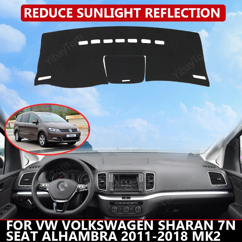 

Чехол для приборной панели автомобиля VW Volkswagen Sharan 7N SEAT Alhambra 2011-18 MK2, защитный коврик, солнцезащитный козырек, коврик для приборной панели, Автомобильный Ковер