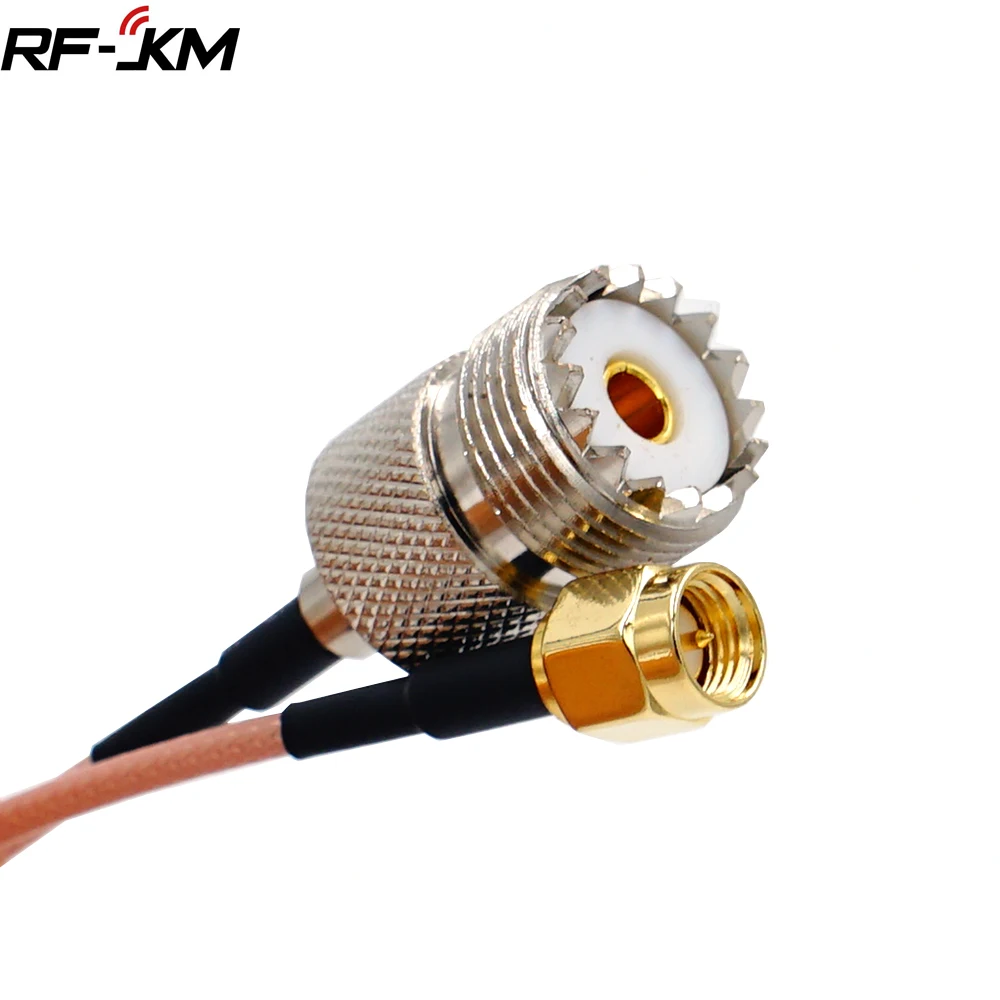 Adaptador de crimpado de enchufe macho UHF SO239 hembra PL259 a SMA, Cable de puente RG316, coleta