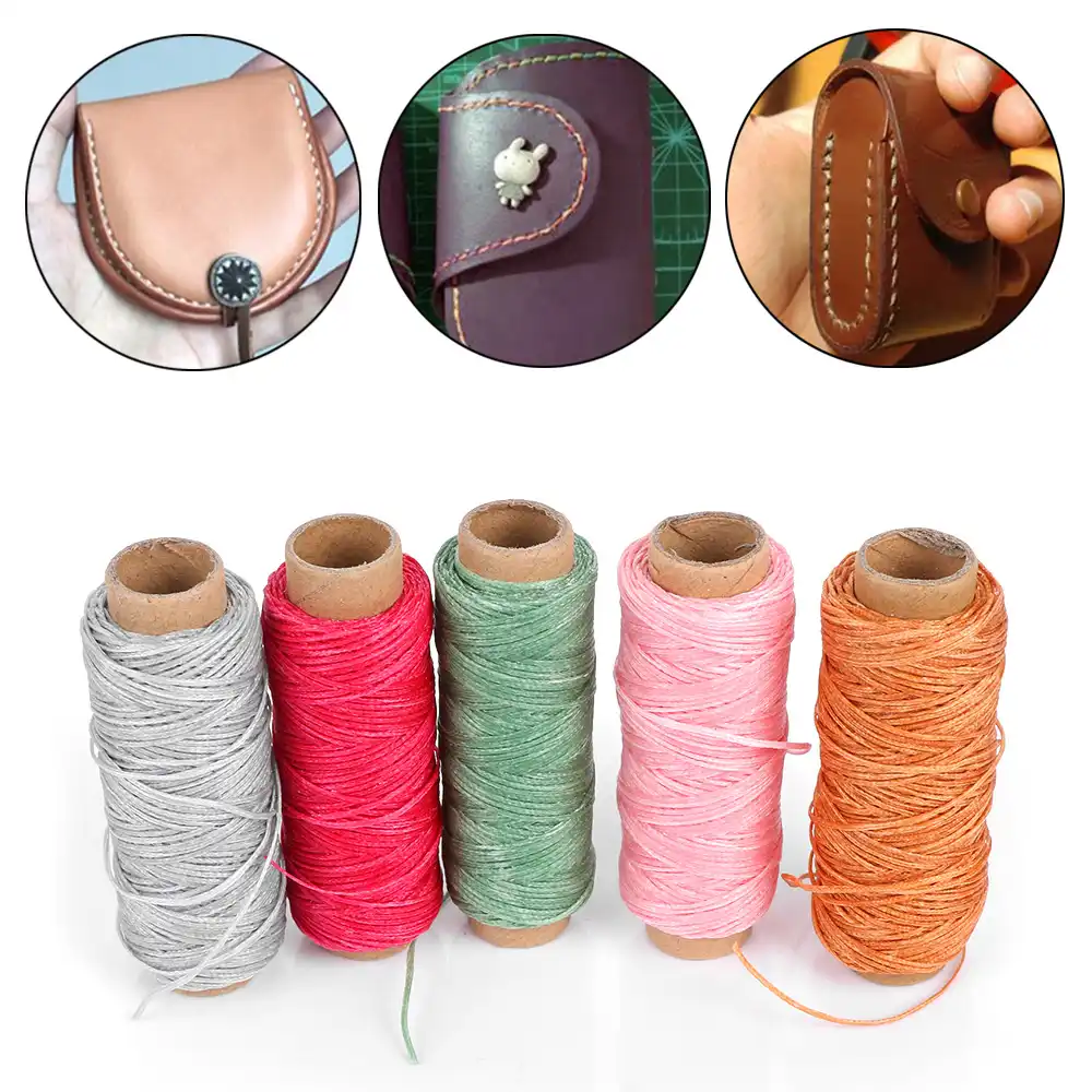 Professional 3 Strands Waxed Lined Thread 0.8mm 60M hand sewing leathercraft