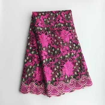 

2020 Rose African Lace Fabric Embroidered Nigerian Laces Fabric Bridal High Quality French Tulle Lace Fabric For Wedding Party