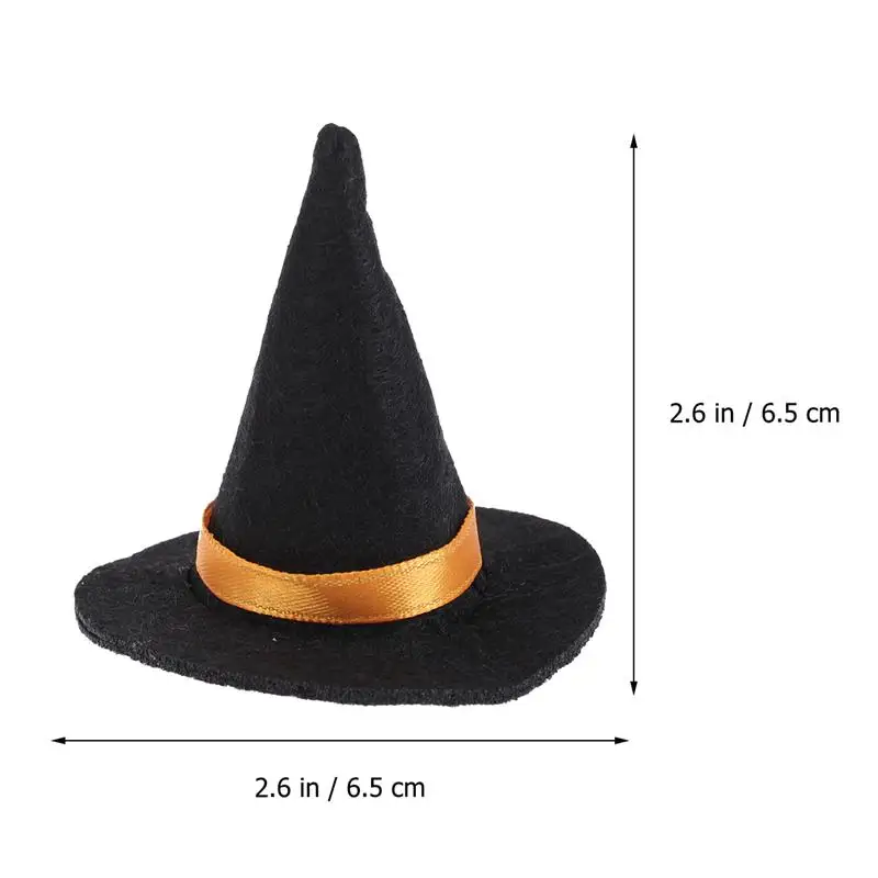6pcs Mini Felt Witch Hats Handmade Wine 
