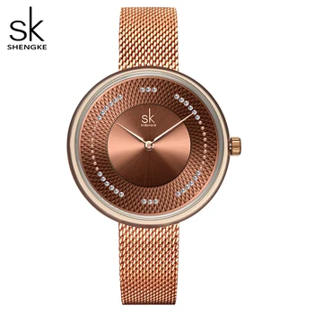 

Shengke Women Watches Top Brand Luxury Stainless Steel Strap Wristwatch for Women Rose Clock Stylish Quartz Ladies Watch