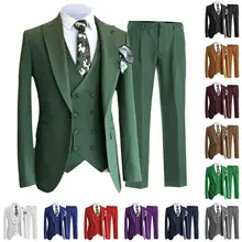 Men's Suits & Blazers Royal Blue Double Breasted Men Suit Tuxedo For Wedding Groom Prom Man Slim Fit 3 Pieces Terno Masculino