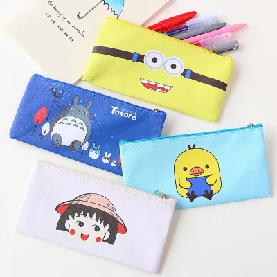 

Cute cartoon student pu pencil bag opening school admission gift small fresh stationery bag advertising pencil bag