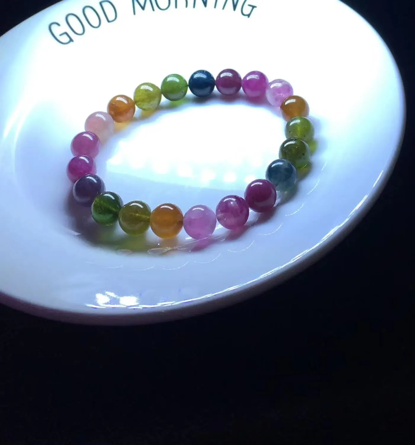 

Genuine 10mm Natural Colorful Tourmaline Candy Clear Round Beads Bracelet Women Men Crystal Tourmaline AAAAA Certificate