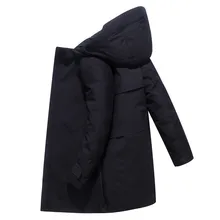 Новинка, зимний мужской брендовый пуховик, деловой стиль, модный, однотонный, с капюшоном, уплотненный, теплый, белый утиный пух, парка и пальто для мужчин