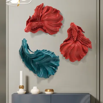 

Goldfish Light Luxury Wall Hanging Home Decor Resin Crafts Creative Background 3D Stereo Fish Wall Decoration Ornaments R4387