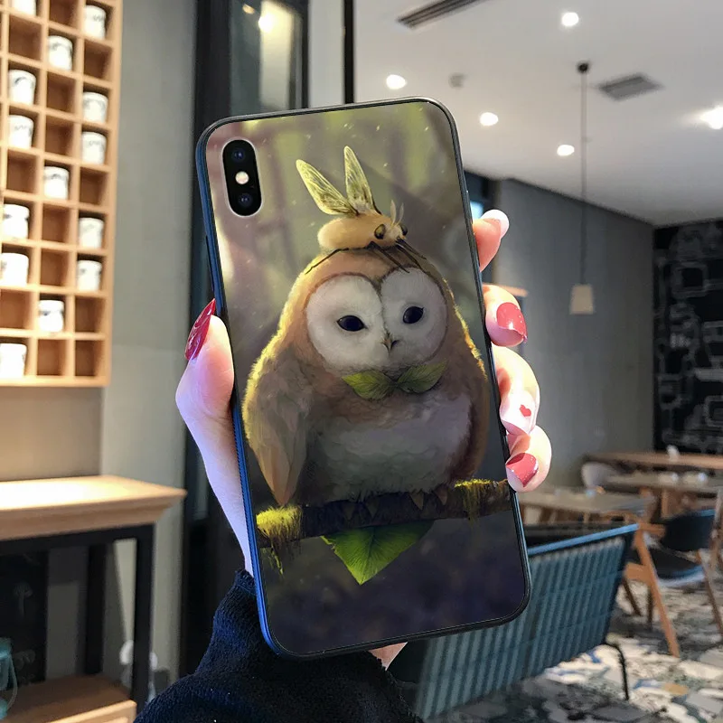 Hewan Burung Hantu Di Pohon Baru Tiba Hitam untuk iPhone 8 7 6 6S Plus X XS MAX 5 5S SE XR 11 11pro Promax Ponsel