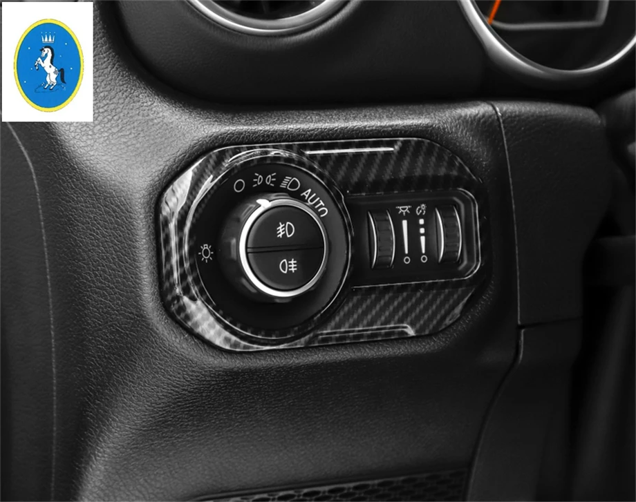 Yimaautotrims авто аксессуары фары переключатель лампы Кнопка рамка Крышка отделка 1 шт. ABS подходит для Jeep Wrangler JL