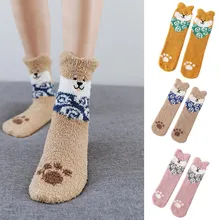 Популярные женские носки милые носки пушистые женские милые носки с принтом в виде кошачьей лапы теплый зимний коралловый флисовый носок CGU 88