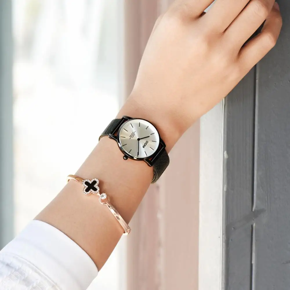 Часы dom женские модные часы Топ бренд женские модные наручные часы водонепроницаемые женские часы со стальным браслетом G-36BK-7MT