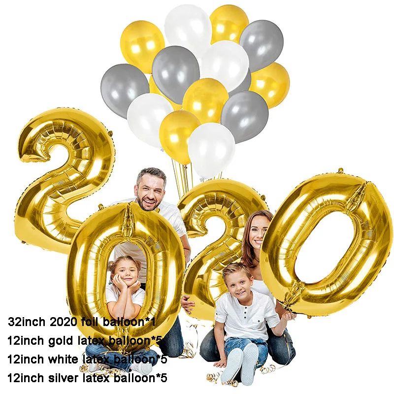 gold 2020 set Большие воздушные шары из фольги цвета шампанского с Рождеством, вечерние украшения для дома, украшения для дерева - Цвет: gold 2020 set