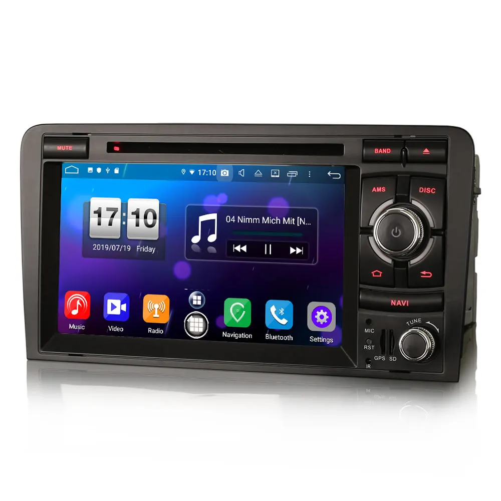" Android 9,0 Pie OS автомобильный DVD Мультимедиа Навигация GPS радио для Audi A3 2003-2012 и Audi S3 2006-2012 и Audi RS3 2011-2012
