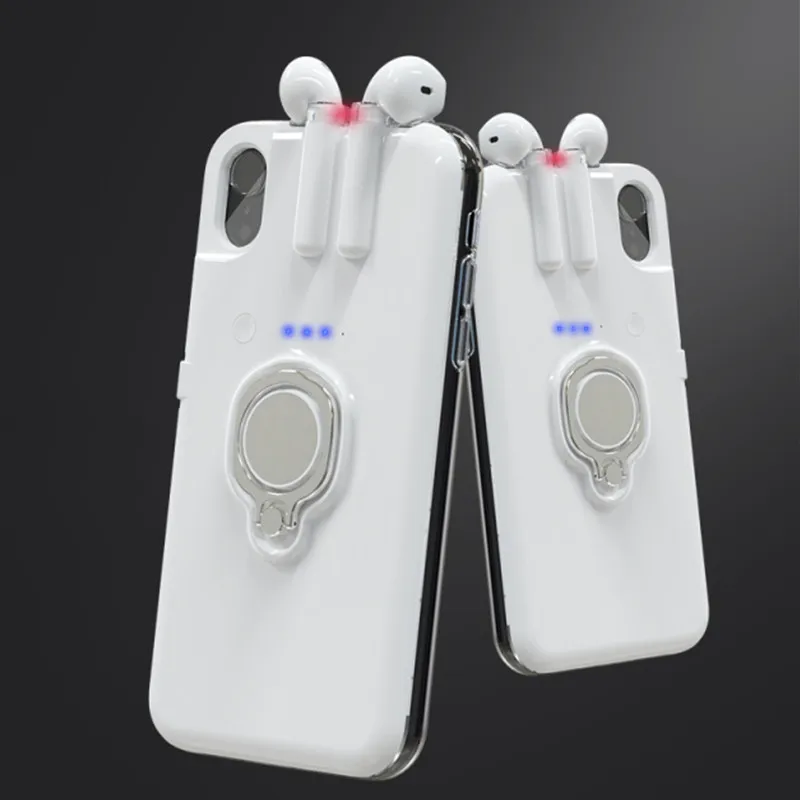 Беспроводной TWS Bluetooth наушники чехол для телефона для iPhone X 7 8 6 6S Plus Bluetooth 5,0 гарнитура чехол для iPhone XS Max XR