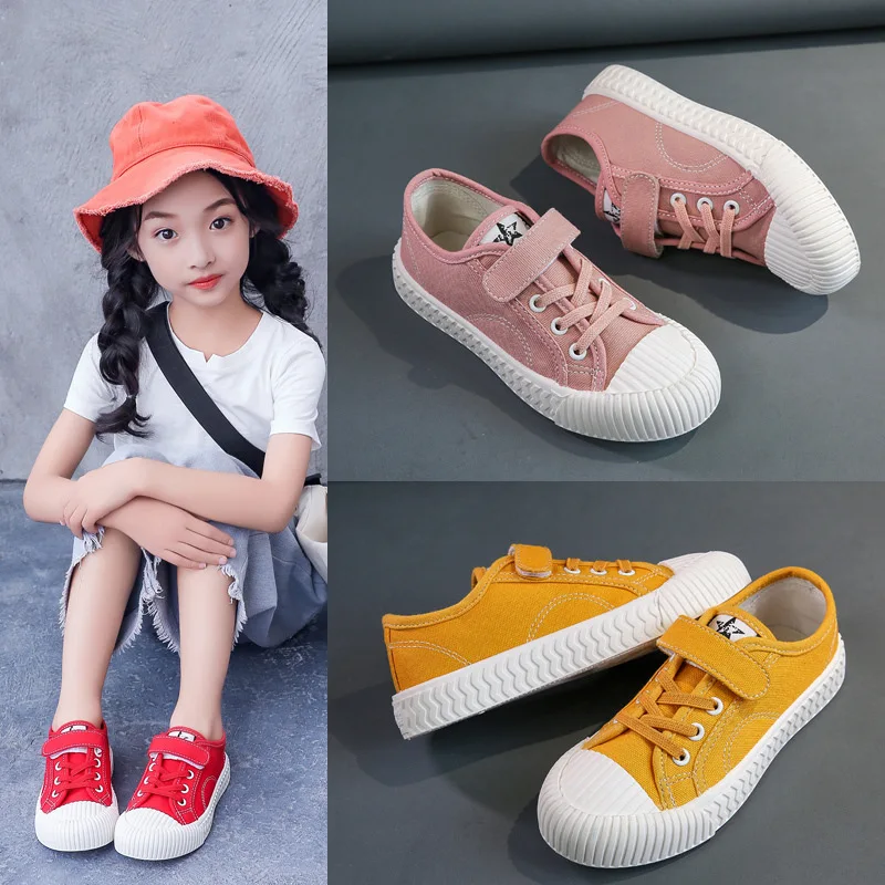 

Girls Canvas Sneakers 2019 Spring And Autumn Korean-style New Style CHILDREN'S Shoes Young STUDENT'S Casual BOY'S White Shoes Cl