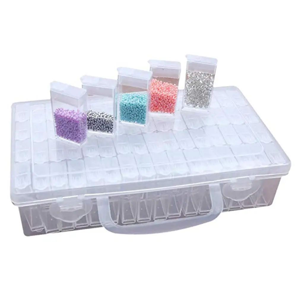 

64 Grids Large Capacity Nails Rhinestones Beads DIY Craft Storage Box Case Container Organizer storage case Transparent suitcase