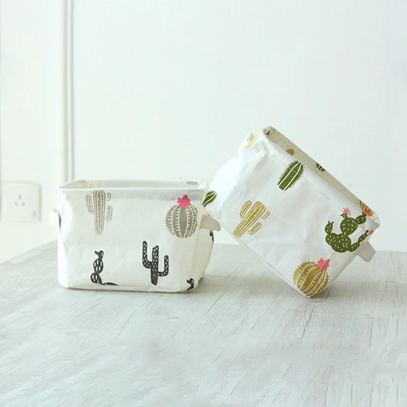 

Desktop Storage Basket Small Fresh Fabric Cosmetics fabric Debris Mobile Phone Sundries Storage Box Household Storage