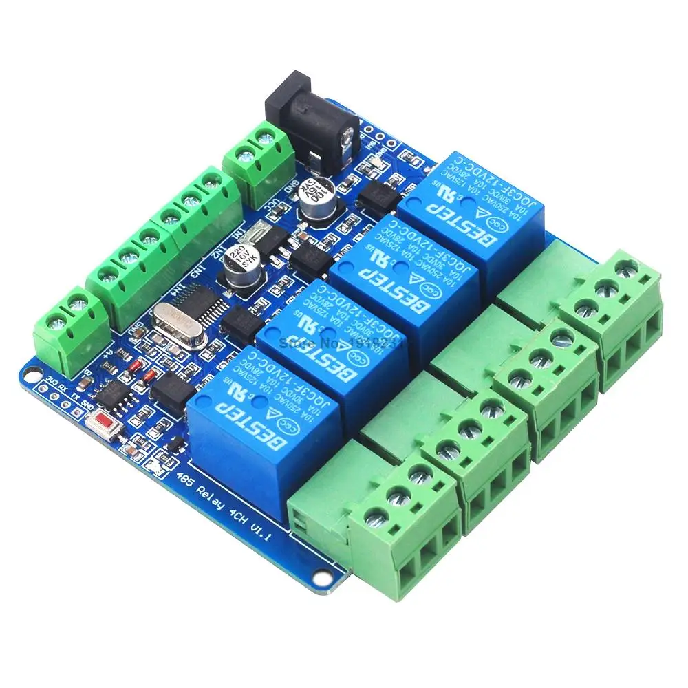 Modbus Rtu 4 канальный 12 В релейный модуль переключатель входа/выхода RS485 / TTL
