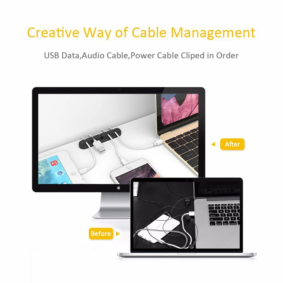 New Arrival Cable Winder Earphone Cable Organizer Wire Storage Silicon Charger Holder Clips Cable Winder Management Organizer