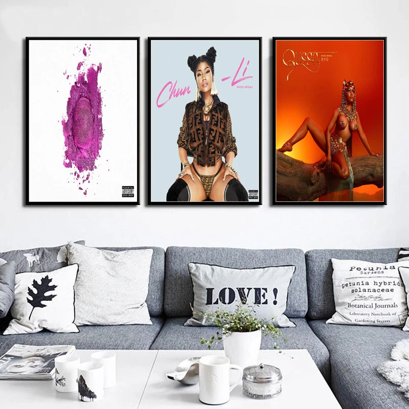 Nicki Minaj Queen Chun Li Hot Album Hip Hop Rap Music Star Art Painting Silk Canvas Poster Wall Home Decor Kartiny Na Stenu Painting Calligraphy Aliexpress