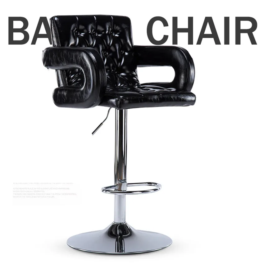 high leg black Модная Современная барная стойка стул из искусственной кожи мягкая губка сиденье Высокая подножка подъемный поворотный стул со спинкой и подлокотником - Цвет: high leg black