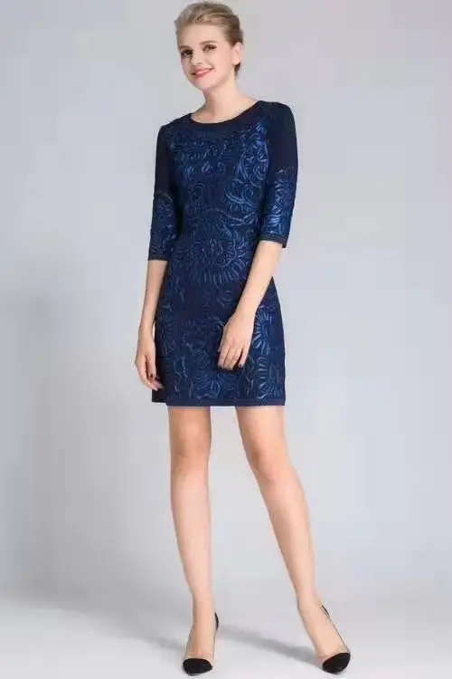Vestidos De Fiesta, весенние вечерние женские платья с круглым вырезом и аппликацией, с вышивкой, с коротким рукавом, абрикосовое, винно-красное, темно-синее платье-футляр