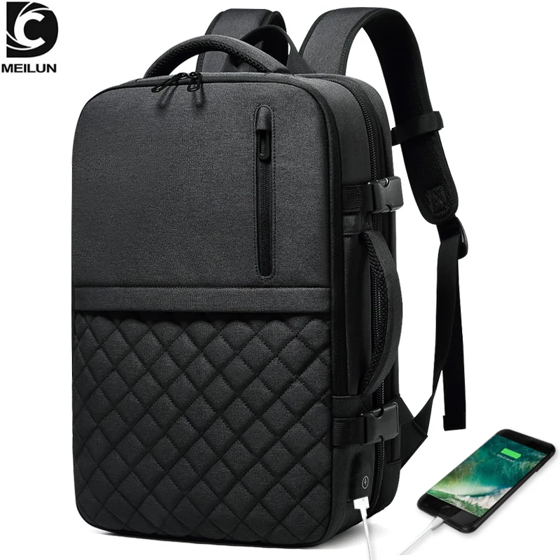 

2019 NEW Travel Men's Backpack Multi-layer Space 15.6 inch Laptop Bag USB Charging Port Multifunction Expandable Backpacks a1811