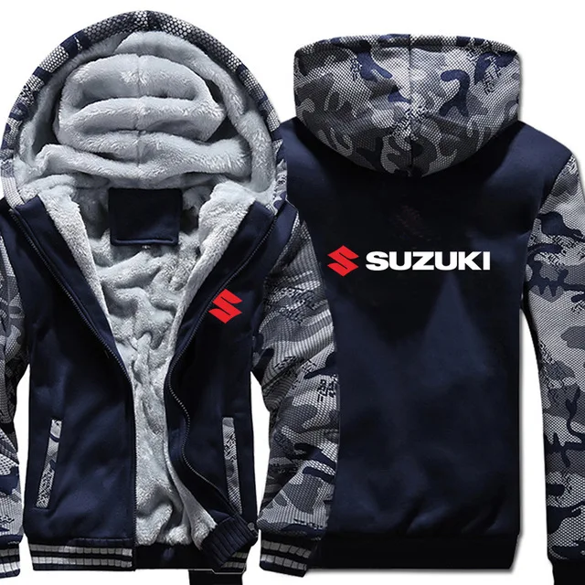 Мотоцикл для Suzuki толстовки зимняя камуфляжная куртка с рукавами утепленная унисекс Повседневная шерстяная подкладка флисовое Пальто Толстовка пуловер - Цвет: 4