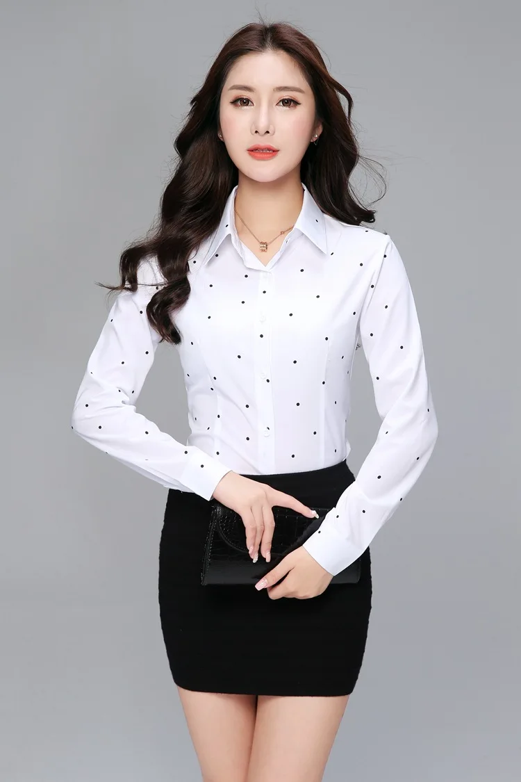 cute blouses BIBOYAMALL Elegant Striped Shirts Women Tops Women's Blouses 2018 Spring Women Blouses Office Lady Large Size 3XL Women Dot Tops cute blouses