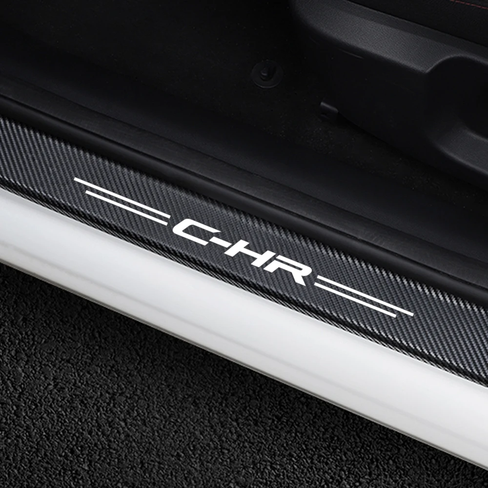 

4PCS Carbon Fiber Protector Auto Door Threshold Plate Stickers For Toyota C-HR CHR Car Door Sill Guards Cover Decor Accessories