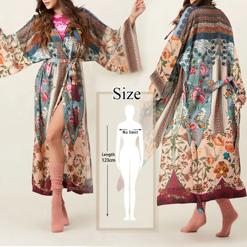 Летняя пляжная одежда в богемном стиле с принтом и коротким рукавом, длинное кимоно, кардиган, хлопковая туника, женские топы, блузка, рубашка Sarong plage N796 - Цвет: N653-796